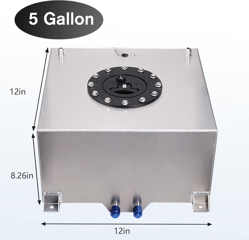 Donpida 5 Gallon Fuel Cell Aluminum Polished with Cap Level Sender Silver - Image 2